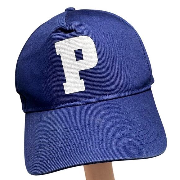 Vtg Initial Screenprinted P Hat Cap Snapback 90s Baseball Blue White Unisex Paul - Picture 1 of 11